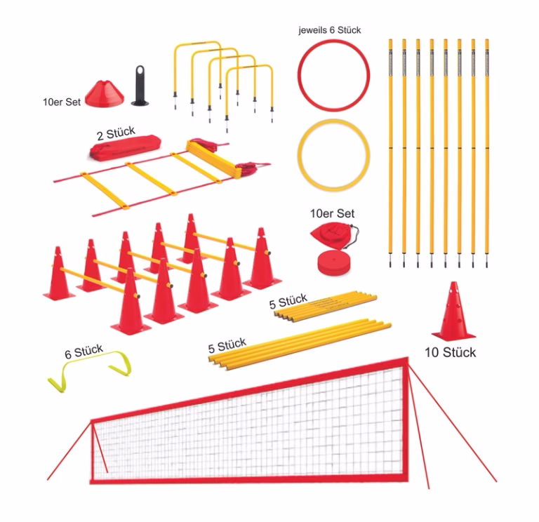 Trening set Starter prepone, štapovi, čunjevi, koluti, ljestve, markirne kapice, mreža