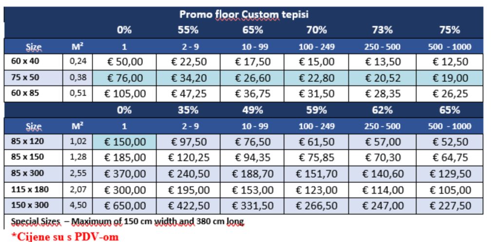 Promo floormat tepih s logom firme cijene